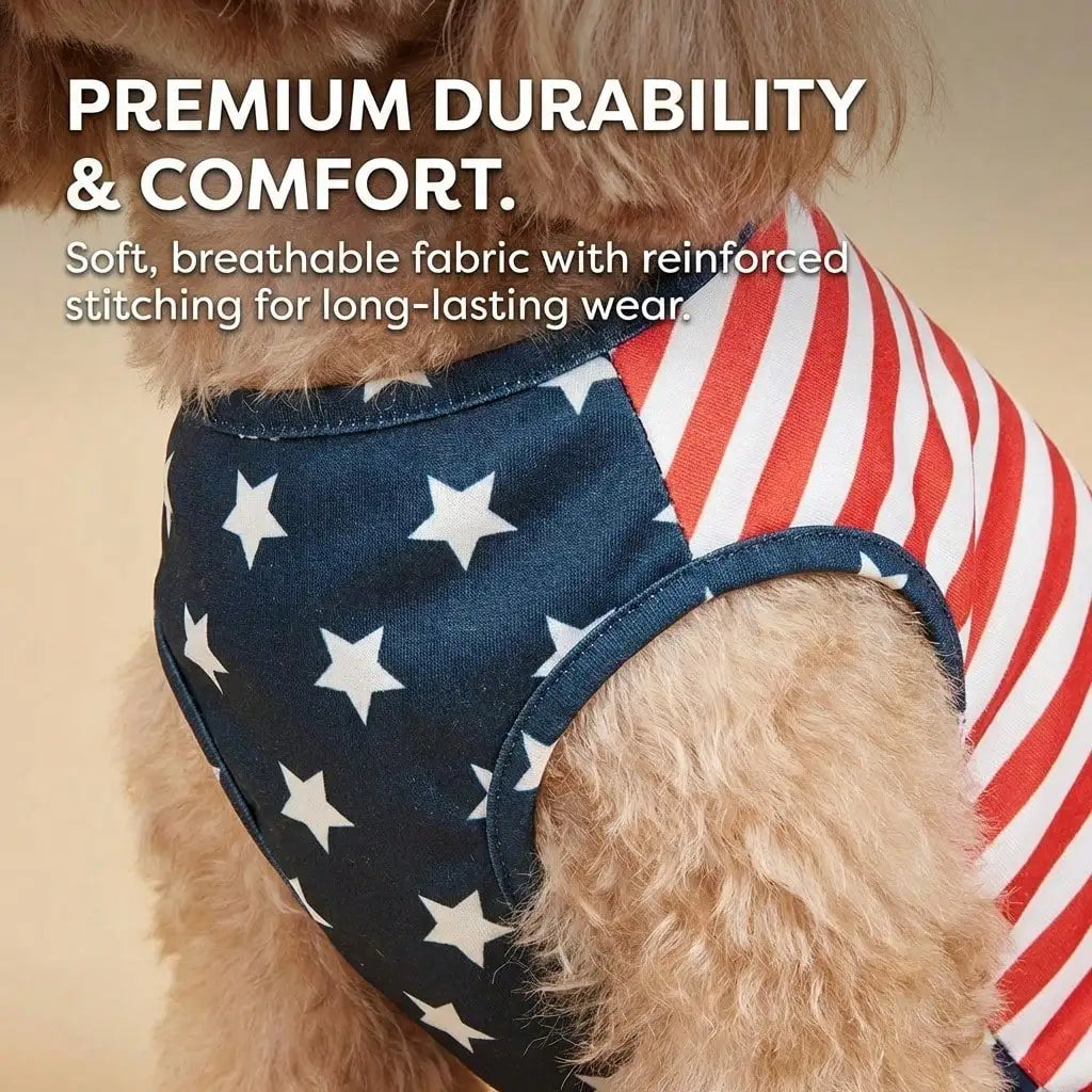 4th of July Patriotic Dog Dress & Pet Vest | Independence Day Pet Outfit