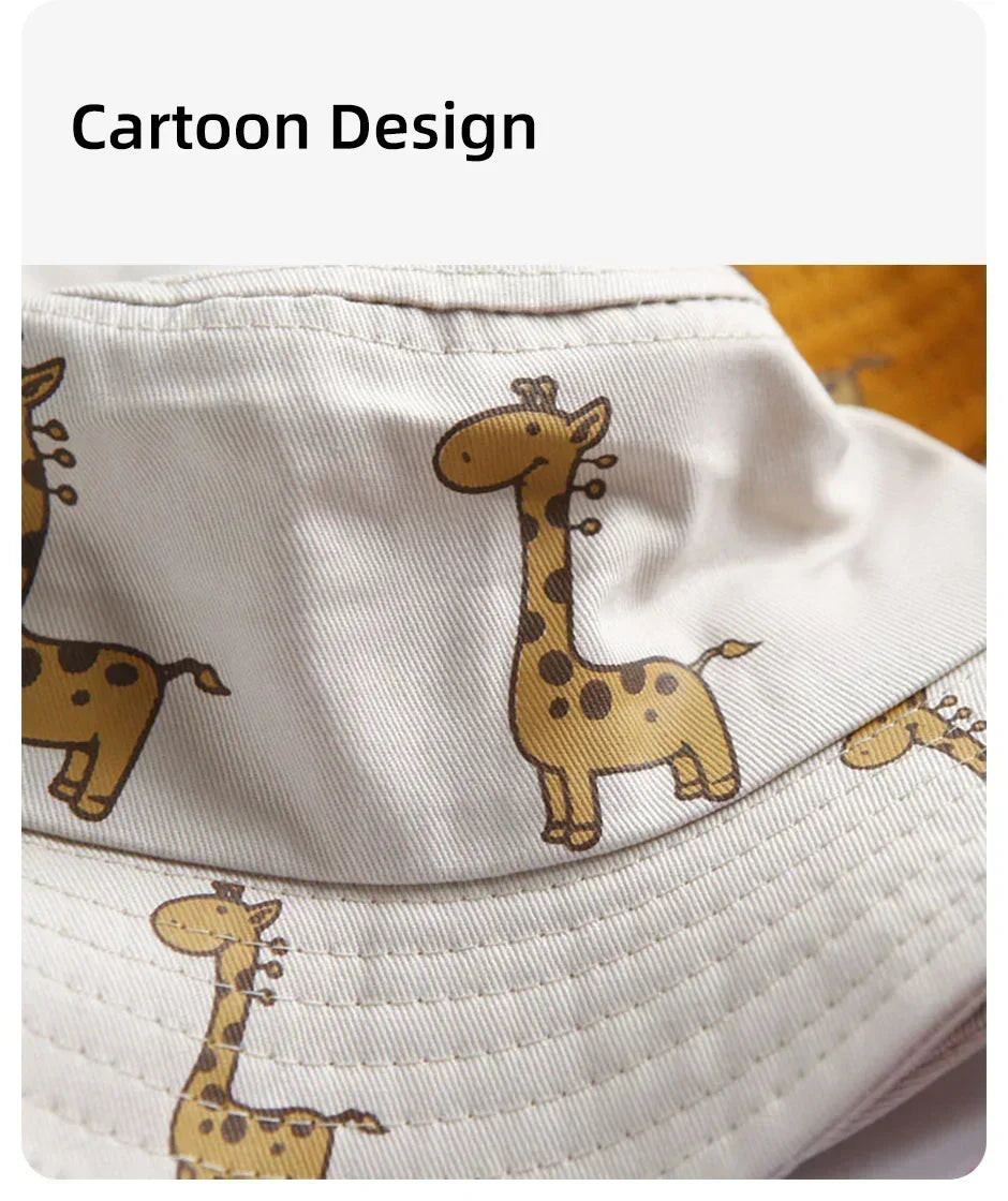 Child Bucket hat Cartoon Giraffe Baby Bucket Cap Outdoor Beach Children Sun Hat Kids Panama Cap Baby Boys Girls Cap