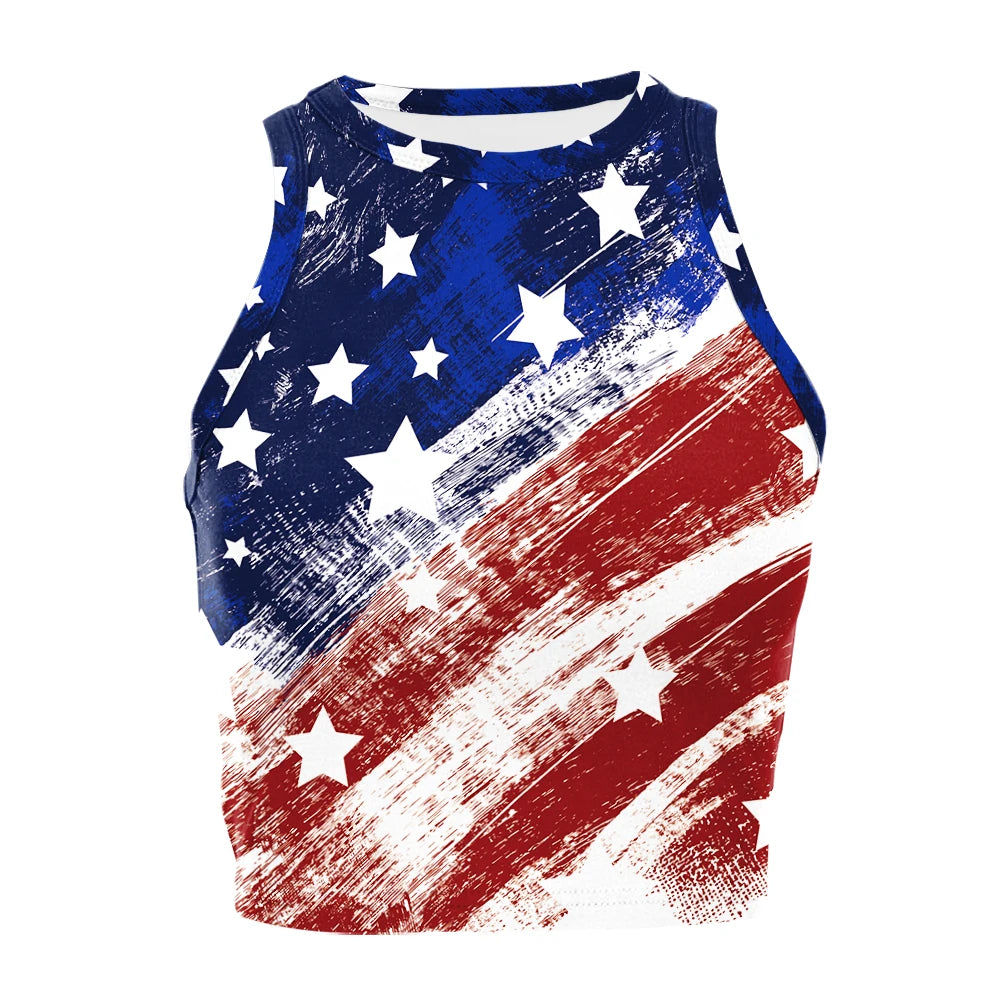 Nadanbao Women's Summer Independence's Day American Flag Print Tight Breathable and Comfortable Sleeveless Sexy Tank Top T-Shirt