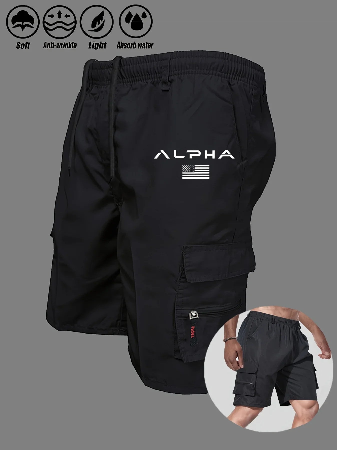 American Flag Eagle Cargo Shorts | Multi-Pocket | Men's S–XXXL