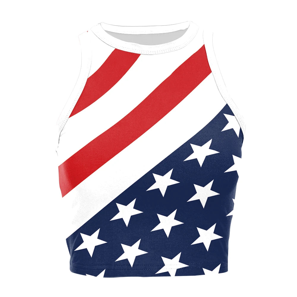 Nadanbao Women's Summer Independence's Day American Flag Print Tight Breathable and Comfortable Sleeveless Sexy Tank Top T-Shirt