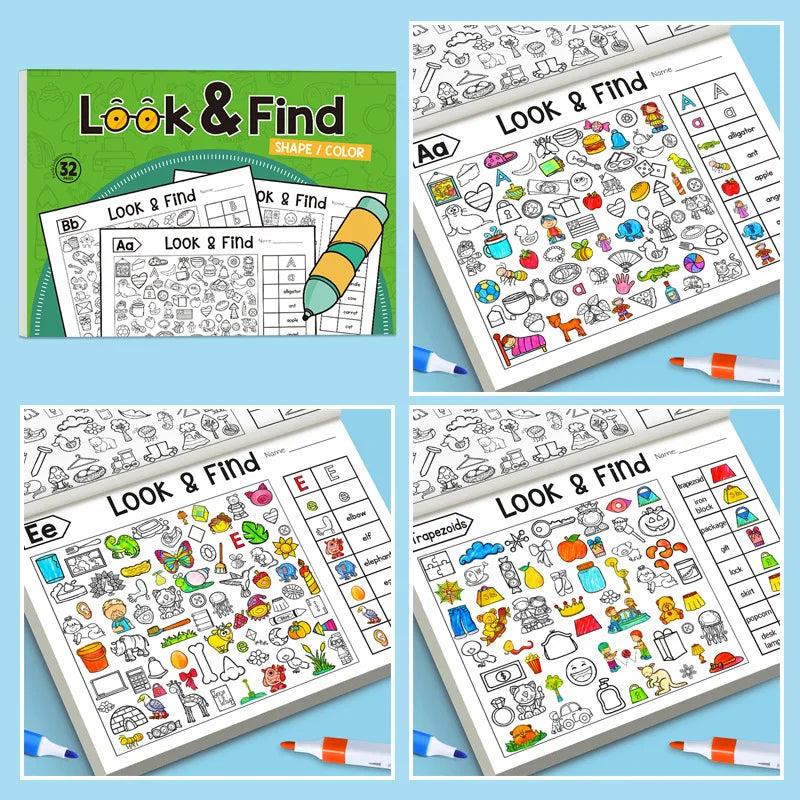 Look and Find Activity Book for Kids with Hidden Objects Focus Attention Practice Fun Coloring Book Home School Early Education