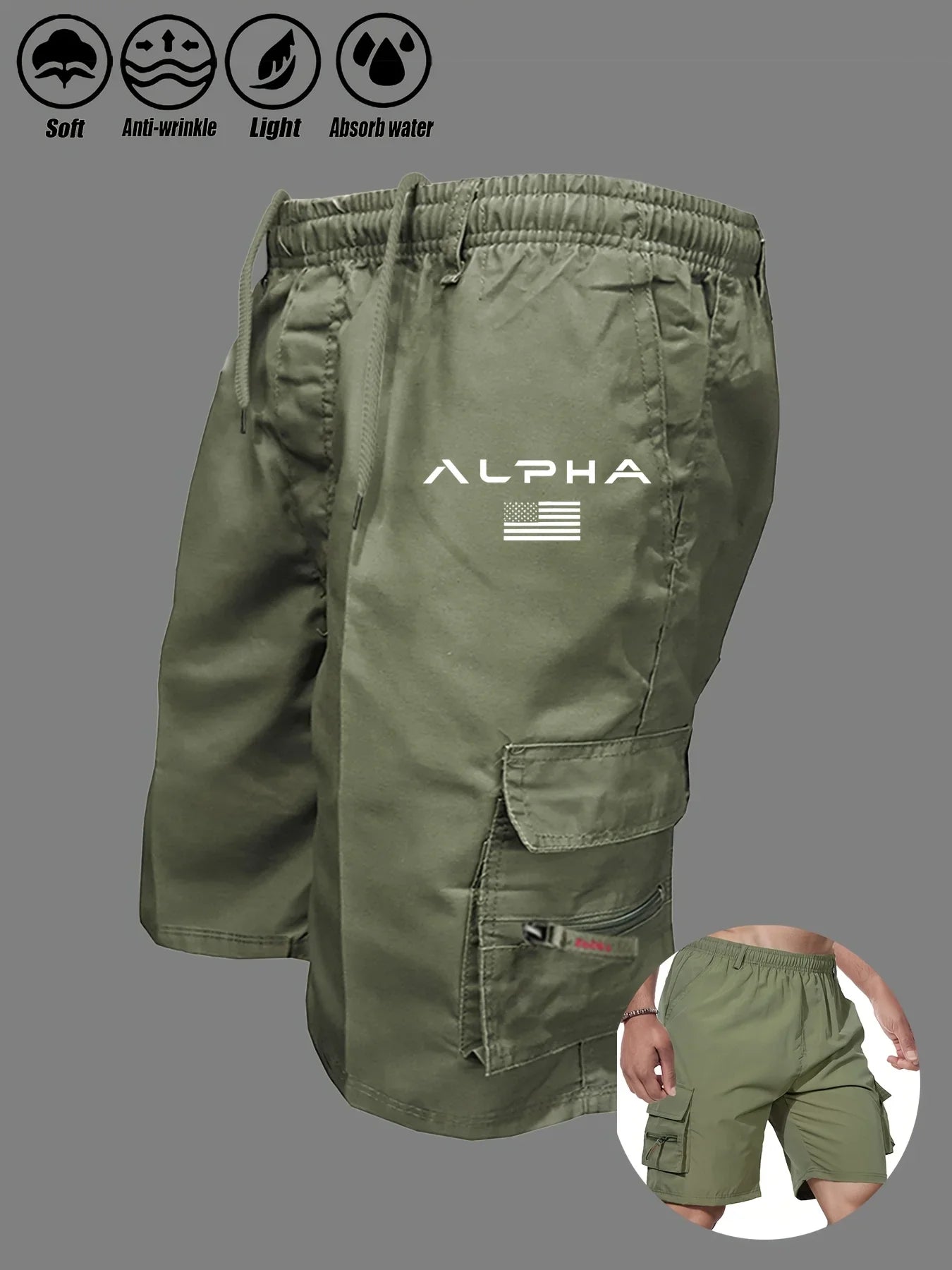 American Flag Eagle Cargo Shorts | Multi-Pocket | Men's S–XXXL