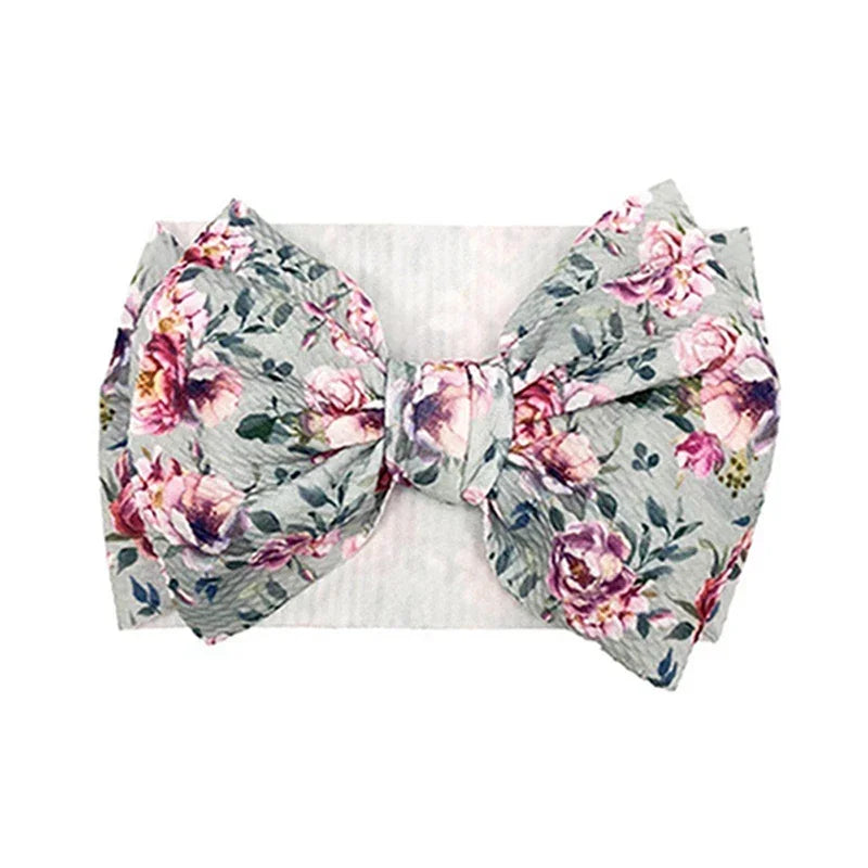 Lovely Flowers Pattern Bowknot Infant Headband Fashion Cartoon Print Bows Baby Hairband Hair Accessories Birthday Gifts