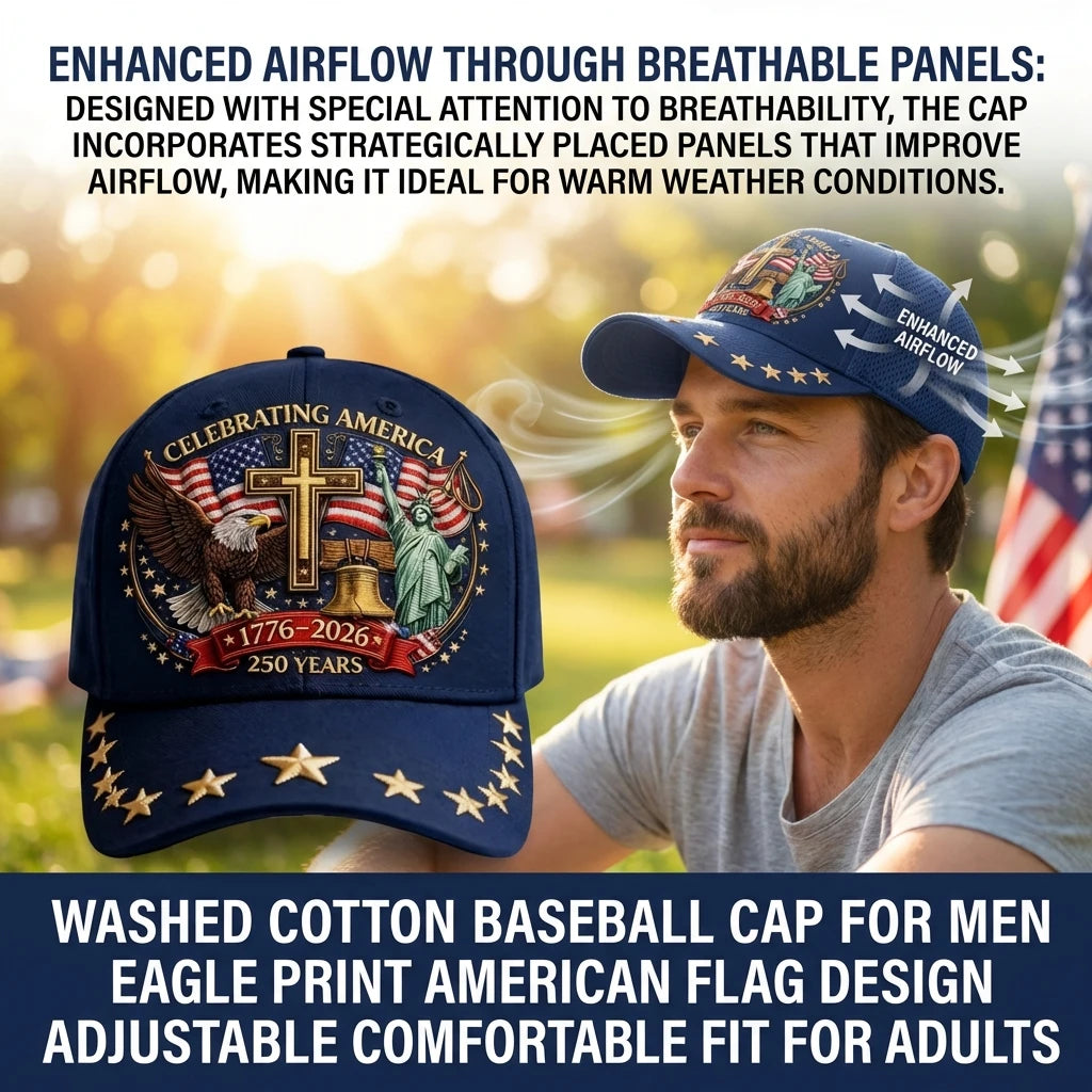 1776–2026 American Flag Eagle Baseball Cap | Unisex | Adjustable