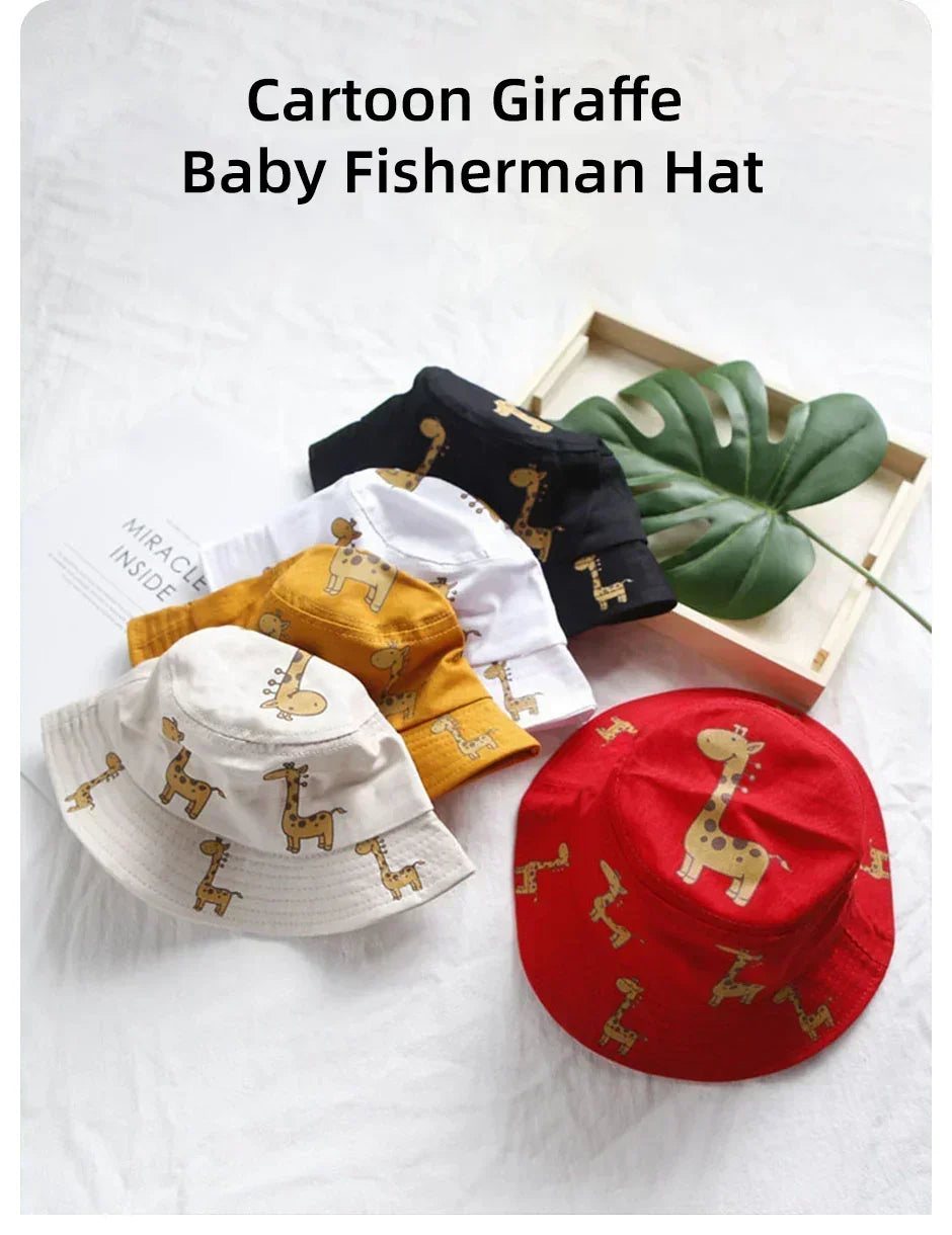 Child Bucket hat Cartoon Giraffe Baby Bucket Cap Outdoor Beach Children Sun Hat Kids Panama Cap Baby Boys Girls Cap