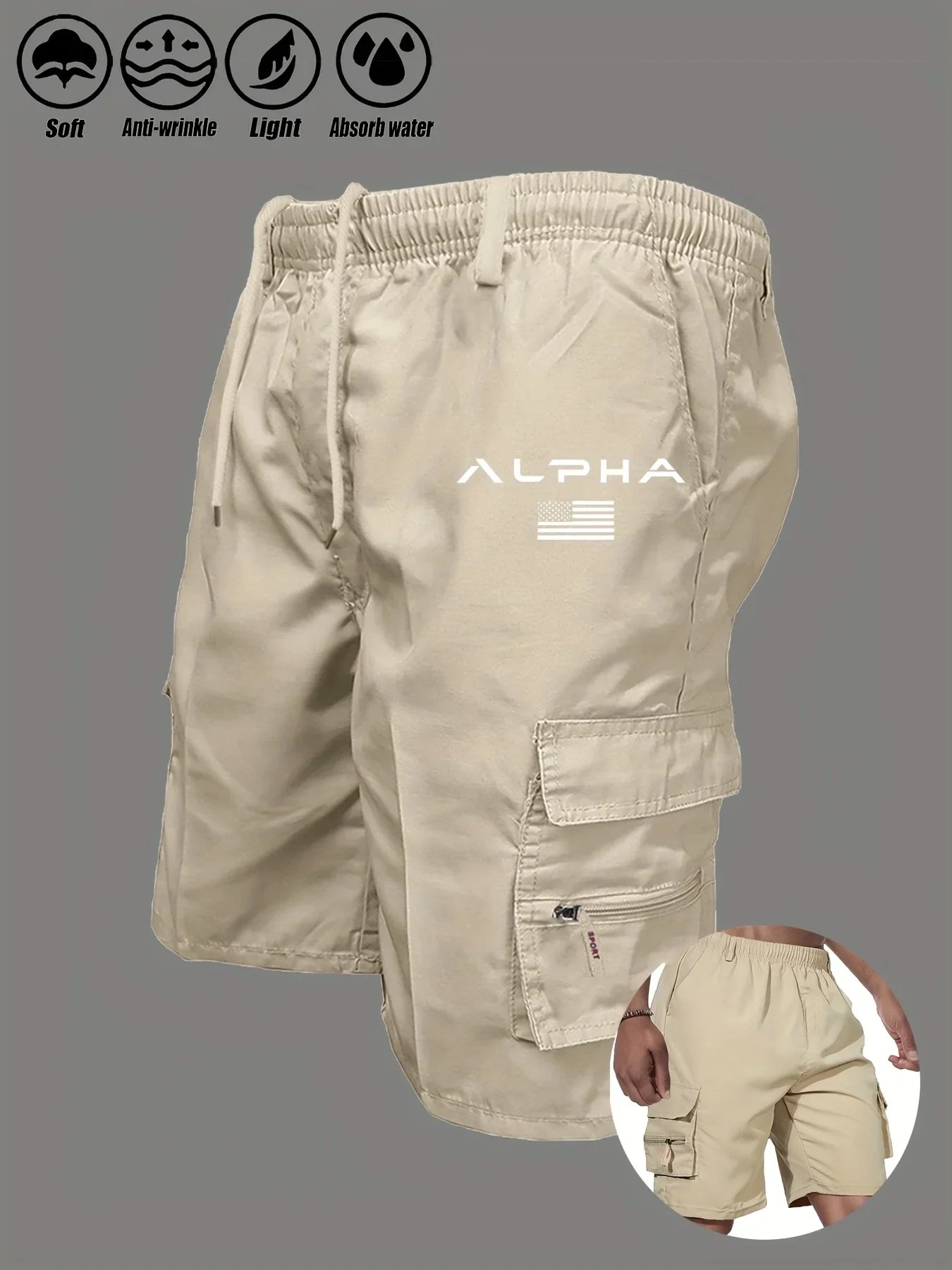 American Flag Eagle Cargo Shorts | Multi-Pocket | Men's S–XXXL