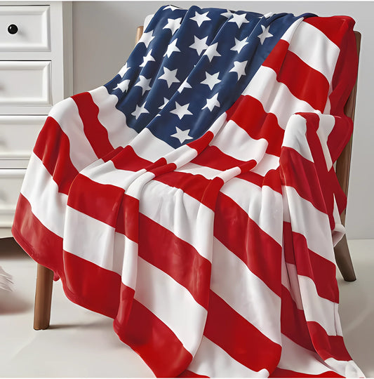American Flag Print blankets Warm and plush throw for sofas, sofas, cars, and travel  Soft machine-washed English style blankets