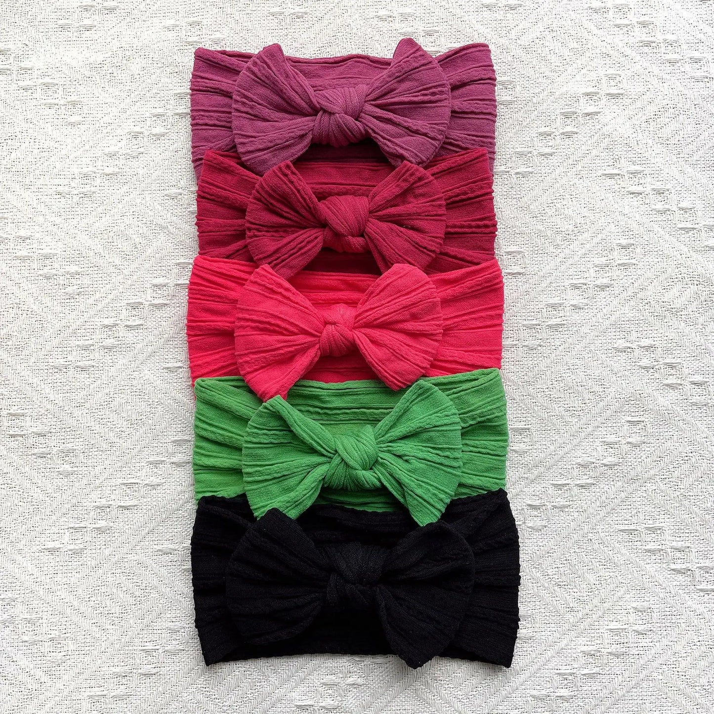 Baby Bow Knit Headband Set of 5 | Soft & Stretchy | 0–2 Years