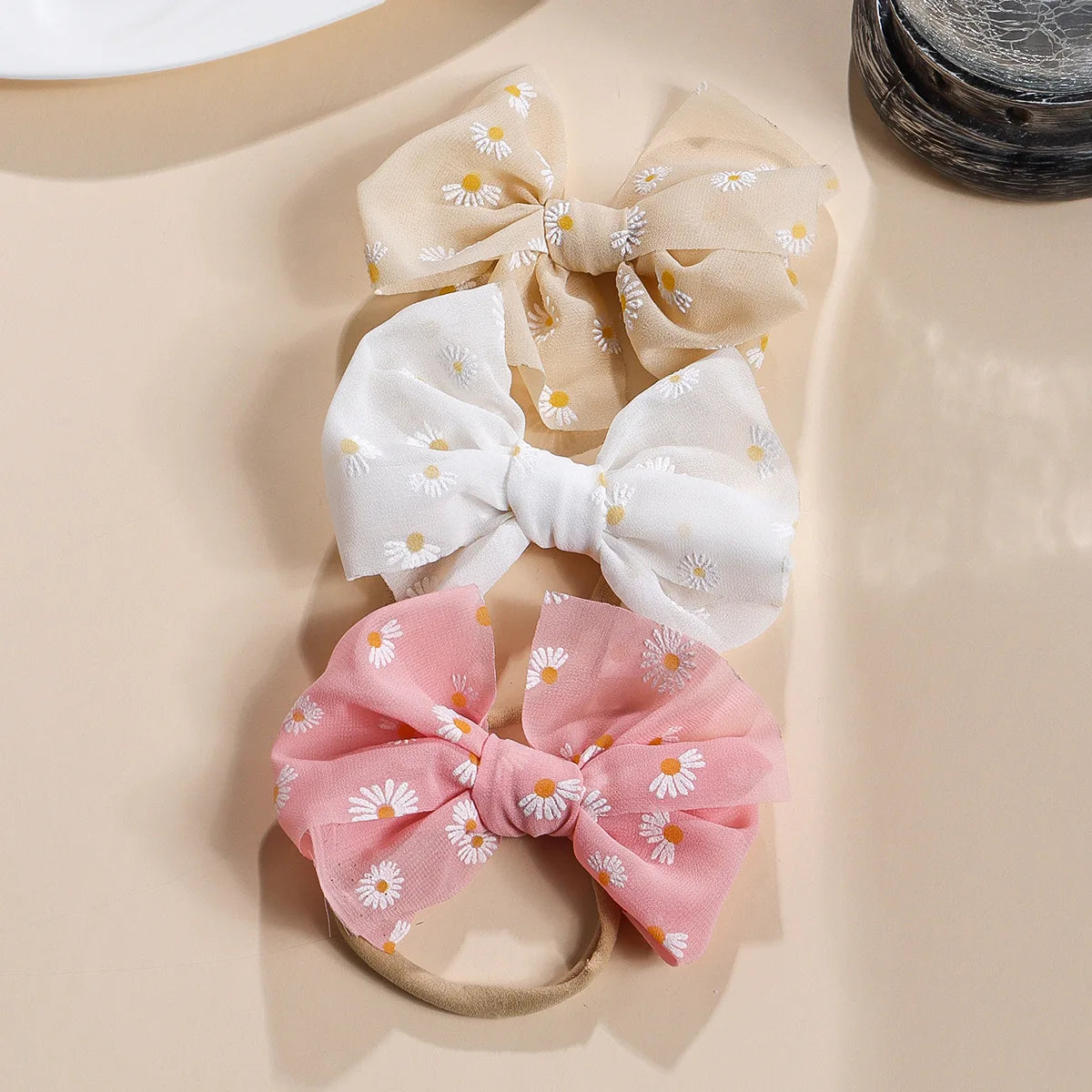 Baby Bows Headband Infant Daisy Flower Nylon Turban Newborn Hair Accessories Girl Soft Mesh Elastic Hairbands Kids Headwear