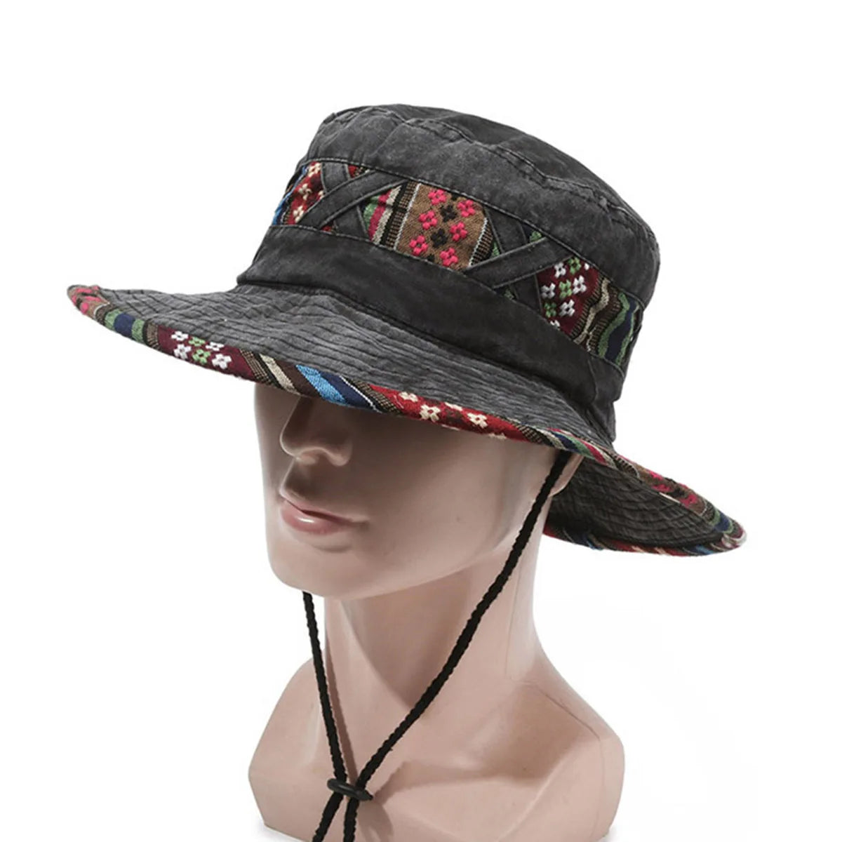 Bohemian Denim Washed Fisherman Hat | Retro Bucket Hat | Unisex Outdoor