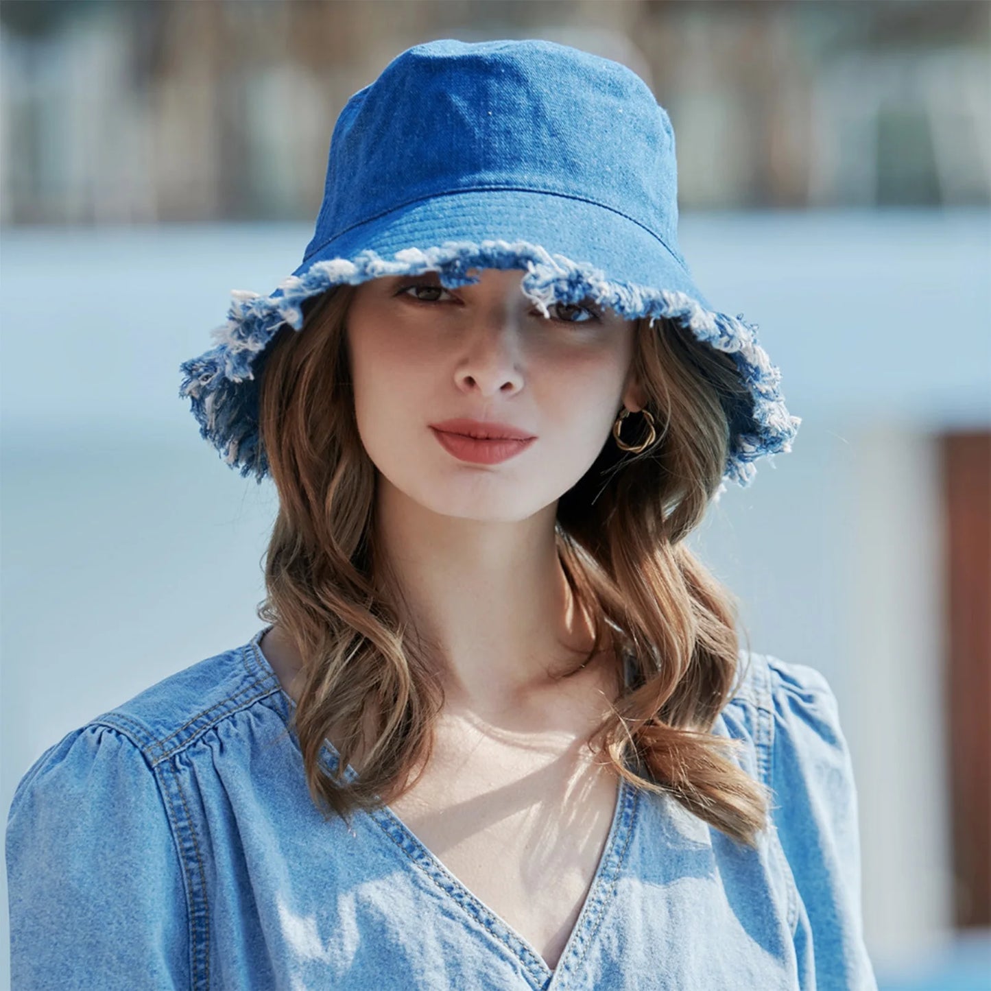 Summer Denim Fisherman Hat for Women | Trendy Breathable Bucket Hat | Beach & Vacation