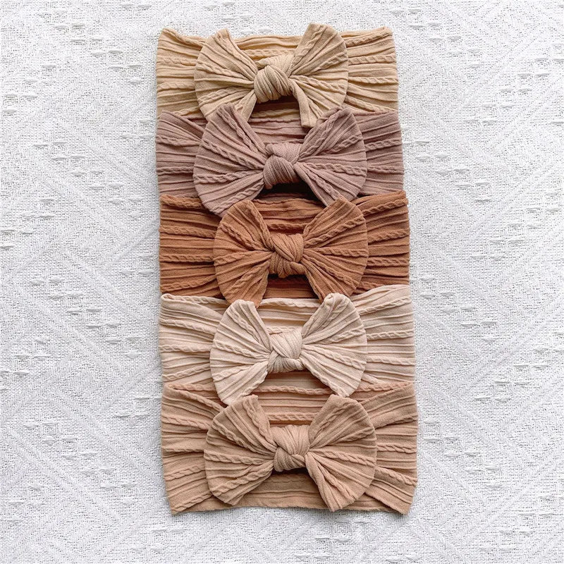 Baby Bow Knit Headband Set of 5 | Soft & Stretchy | 0–2 Years