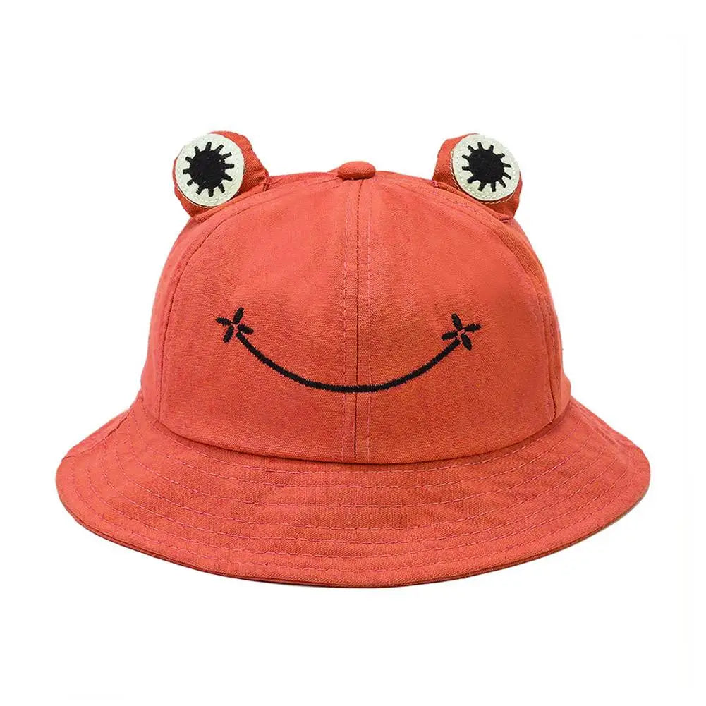 Cute Frog Bucket Hat | Cotton Panama Sun Hat | Unisex Outdoor & Fishing Cap