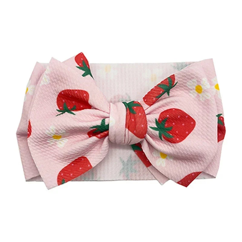 Lovely Flowers Pattern Bowknot Infant Headband Fashion Cartoon Print Bows Baby Hairband Hair Accessories Birthday Gifts