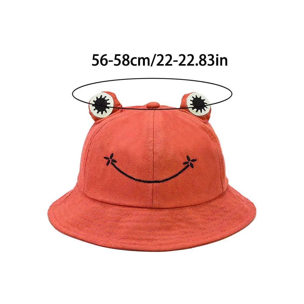 Cute Frog Bucket Hat | Cotton Panama Sun Hat | Unisex Outdoor & Fishing Cap