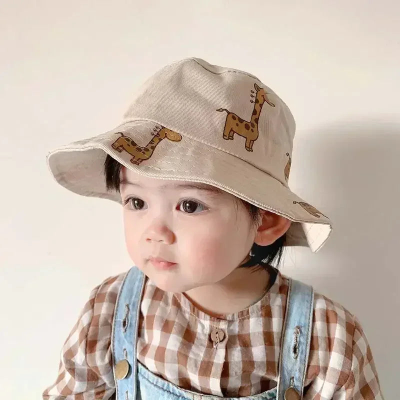 Child Bucket hat Cartoon Giraffe Baby Bucket Cap Outdoor Beach Children Sun Hat Kids Panama Cap Baby Boys Girls Cap