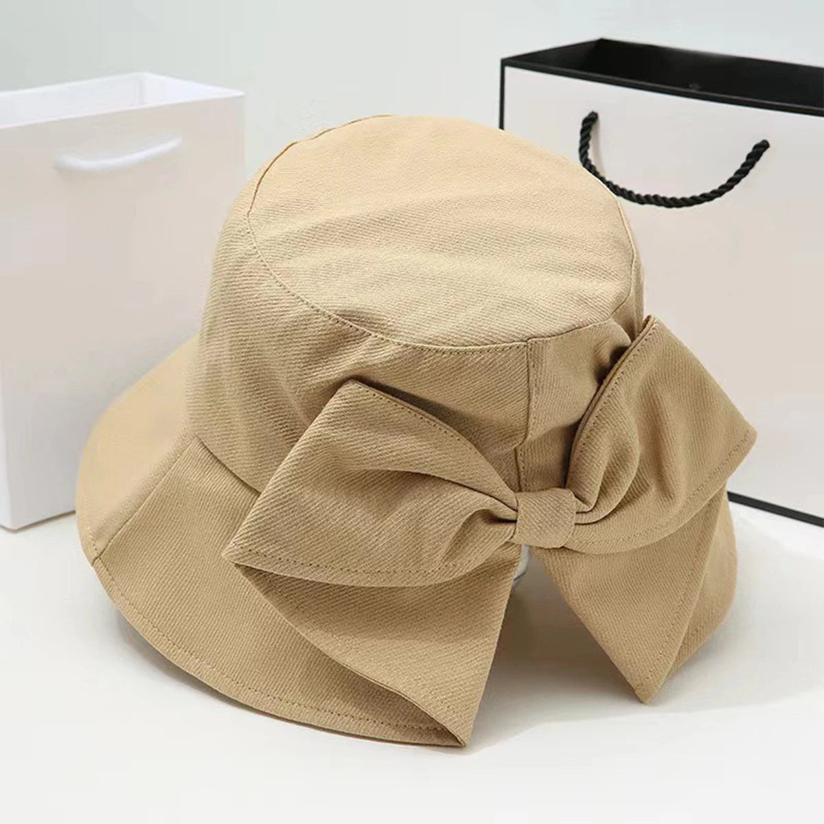 Women's Wide Brim Bow Decor Sun Hat | Japanese Style Bucket Hat | UV Protection