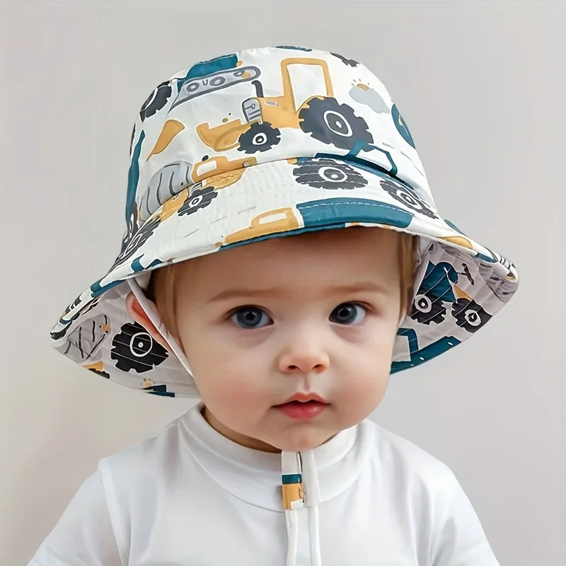 Lightweight Children's Cartoon Bucket Hat - sun resistant and breathable, cute cartoon design, adjustable chin strap,