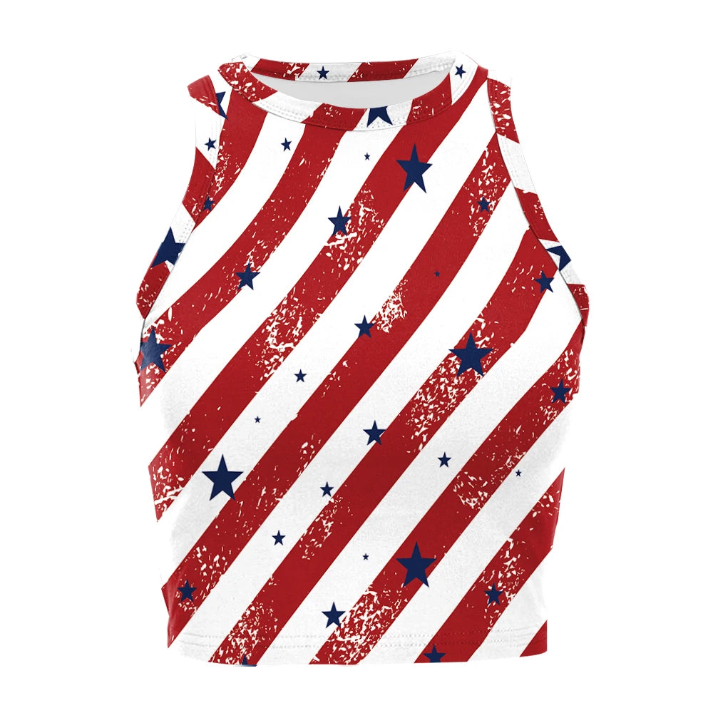 Nadanbao Women's Summer Independence's Day American Flag Print Tight Breathable and Comfortable Sleeveless Sexy Tank Top T-Shirt