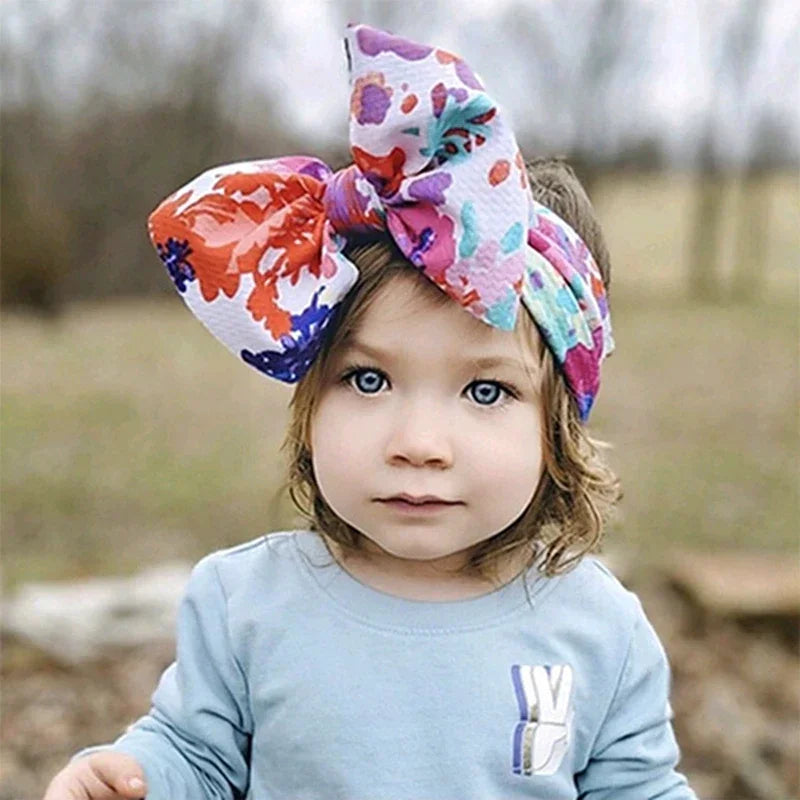 Lovely Flowers Pattern Bowknot Infant Headband Fashion Cartoon Print Bows Baby Hairband Hair Accessories Birthday Gifts