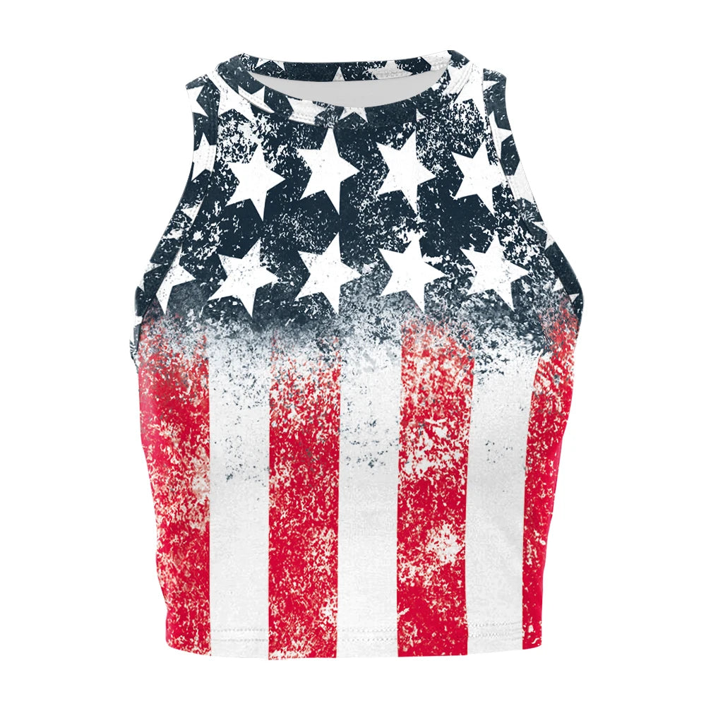 Nadanbao Women's Summer Independence's Day American Flag Print Tight Breathable and Comfortable Sleeveless Sexy Tank Top T-Shirt