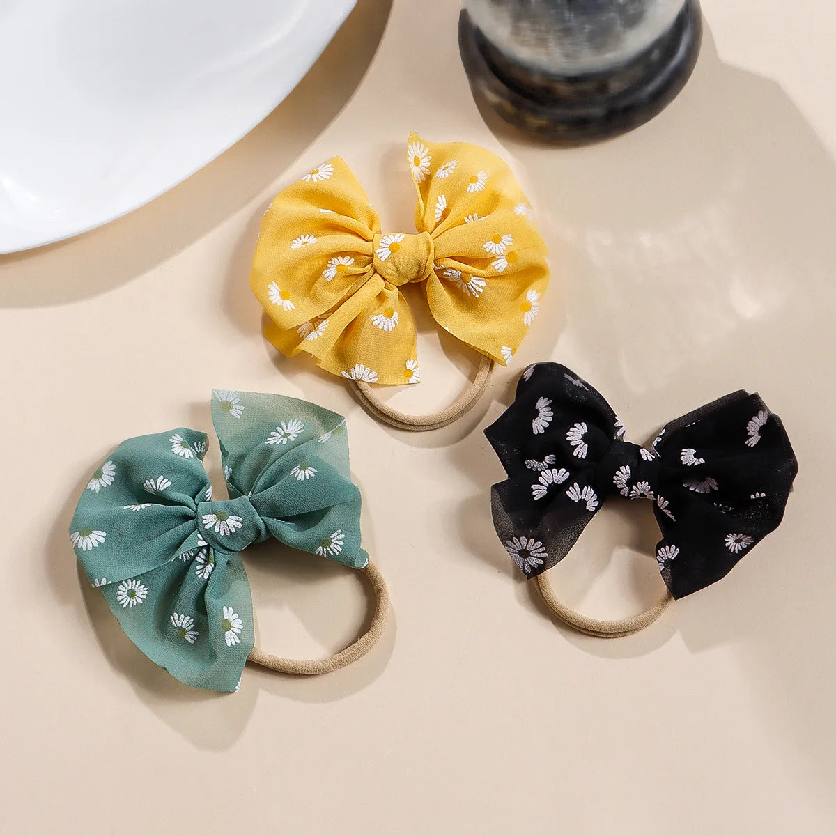 Baby Bows Headband Infant Daisy Flower Nylon Turban Newborn Hair Accessories Girl Soft Mesh Elastic Hairbands Kids Headwear