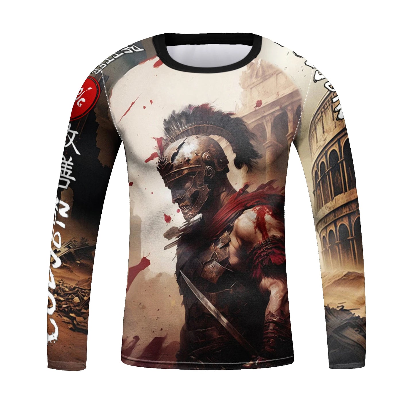 Children’s Brazilian Jiu-Jitsu Wrestling Fighting Long Sleeve Tee Shirt, 3D Transfer Printed Round Neck Compression Rash Guards
