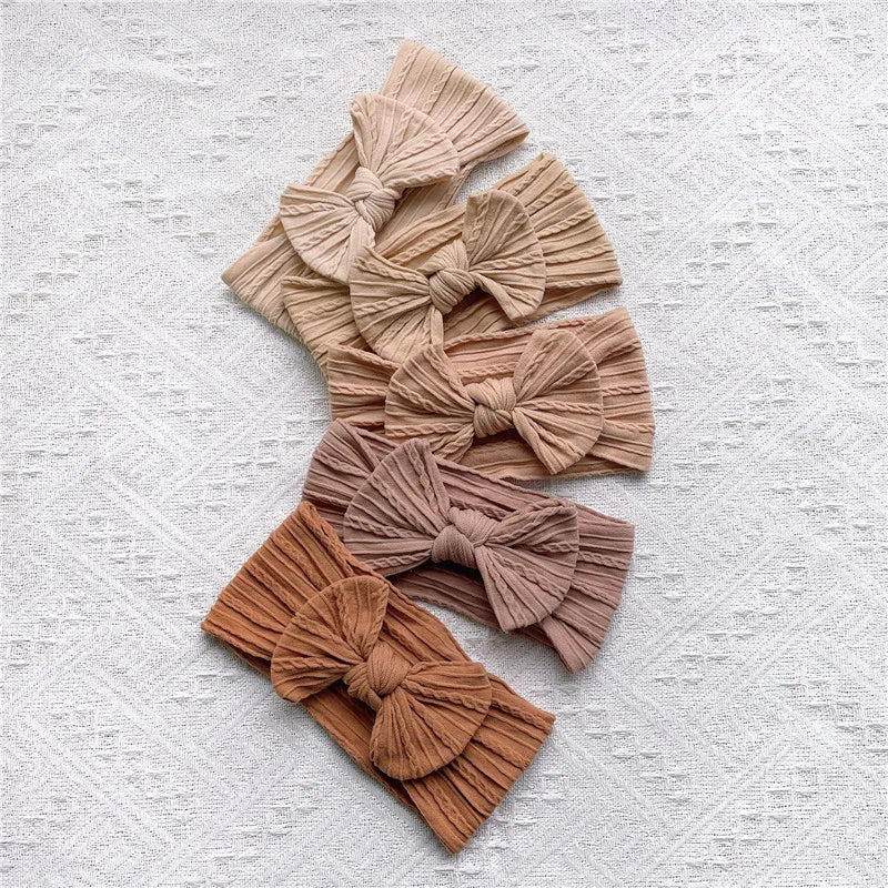 Baby Bow Knit Headband Set of 5 | Soft & Stretchy | 0–2 Years